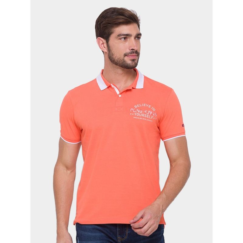 Being Human Men Coral Regular Fit Short Sleeve Polo T-Shirts (S)