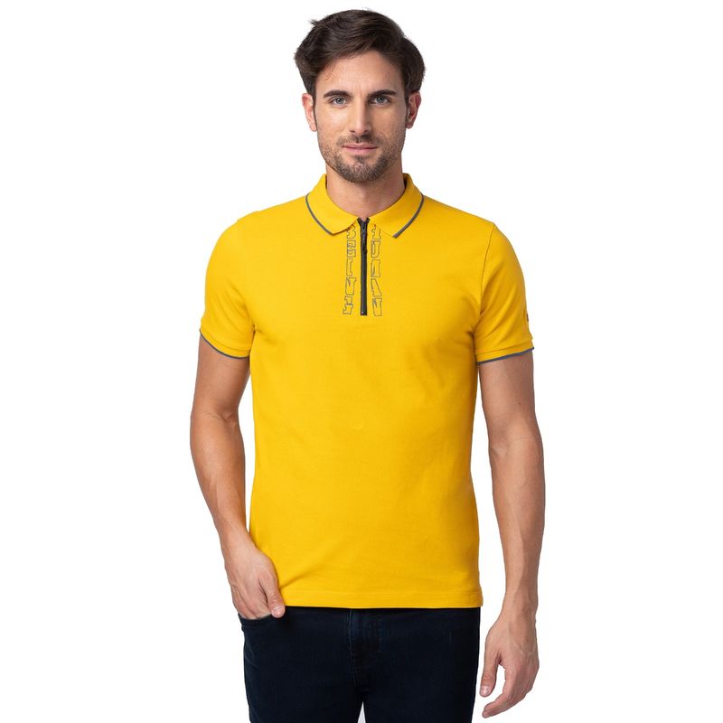 Being Human Men Yellow Regular Fit Short Sleeve Polo T-Shirts (M)