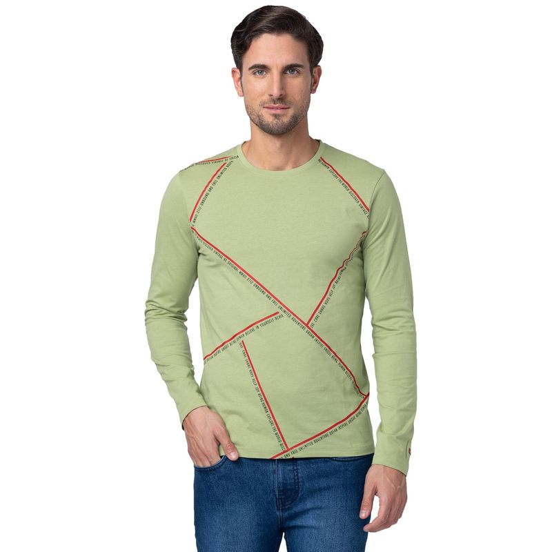 Being Human Men Green Regular Fit Long Sleeve T-Shirts (M)