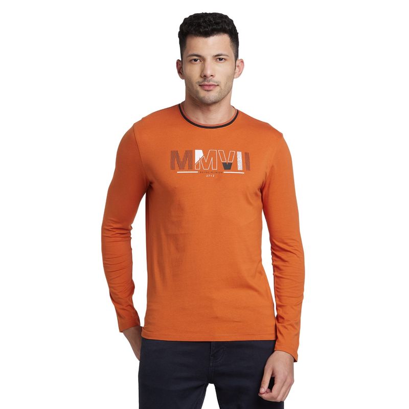 Being Human Men Orange Regular Fit Long Sleeve T-Shirts (M)