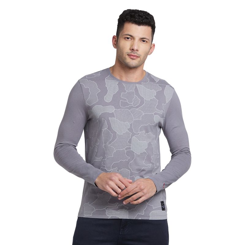 Being Human Men Grey Regular Fit Long Sleeve T-Shirts (XL)