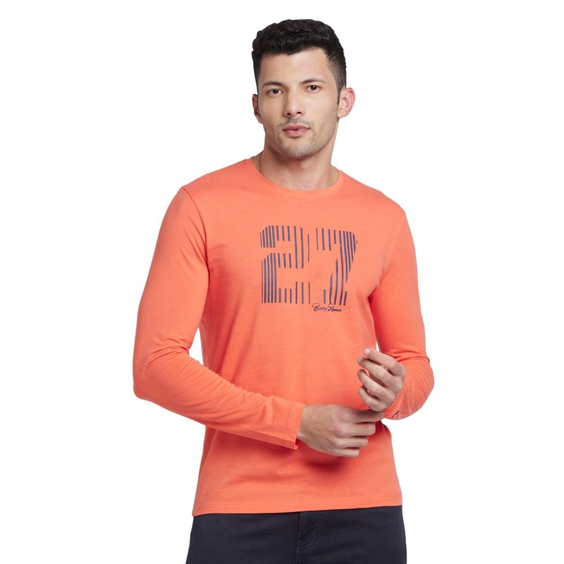 Being Human Men Orange Regular Fit Long Sleeve T-Shirts (L)
