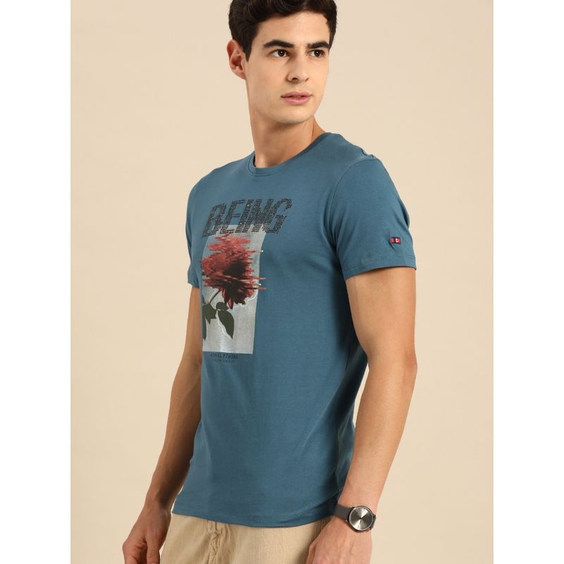 Being Human Men Blue Regular Fit Short Sleeve T-Shirts (S)