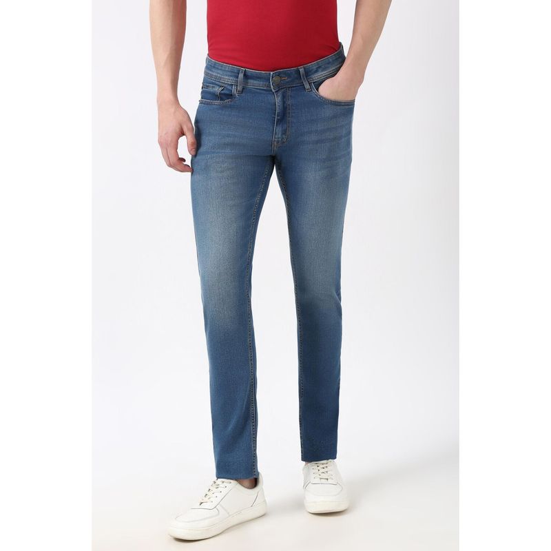 Peter England Men Blue Mid Wash Slim Jeans (34)