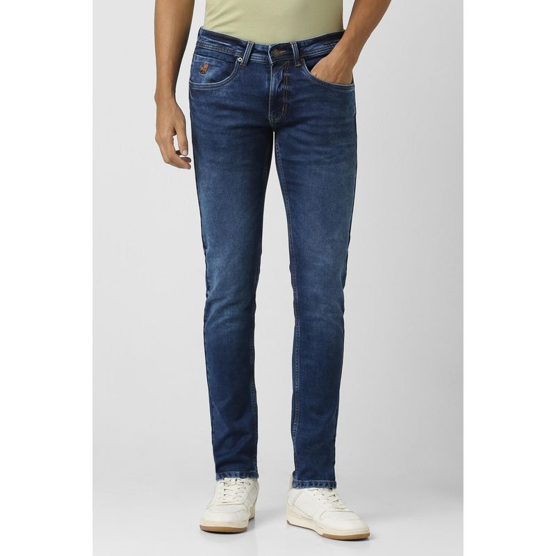 Peter England Men Navy Blue Light Wash Skinny Fit Jeans (36)