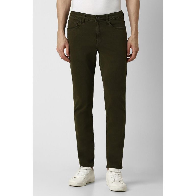 Van Heusen Men Olive Dark Wash Skinny Fit Jeans (32)