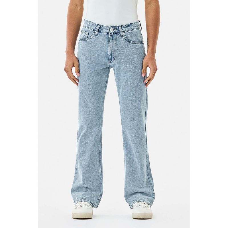 Snitch Light Blue Denim Bootcut Casual Jeans for Men (34)