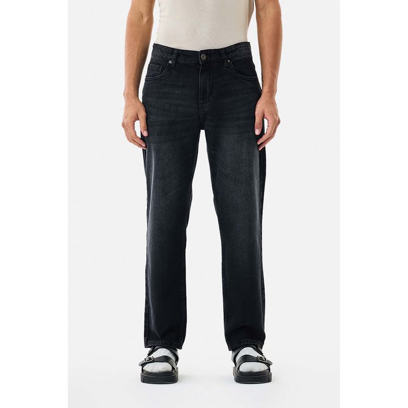 Snitch Black Washed Relaxed Casual Jeans for Men (34)