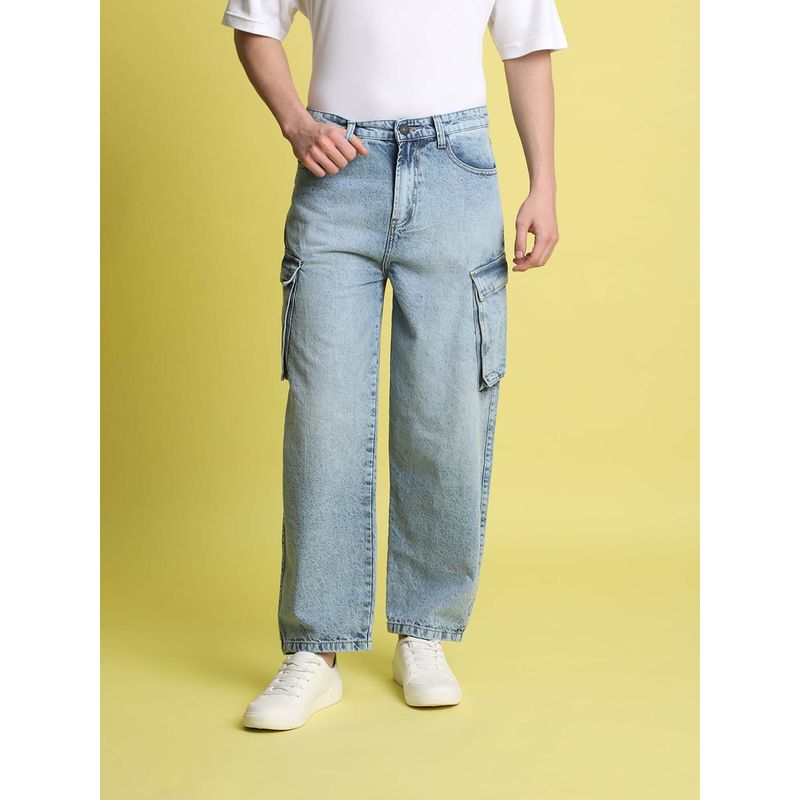 Bene Kleed Men Light Shade Blue Cargo Jeans (32)