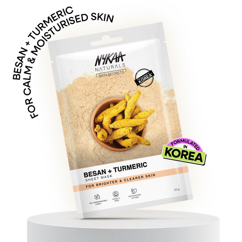 Nykaa Skin Secrets Indian Rituals Besan + Turmeric Sheet Mask For Calm & Moisturised Skin