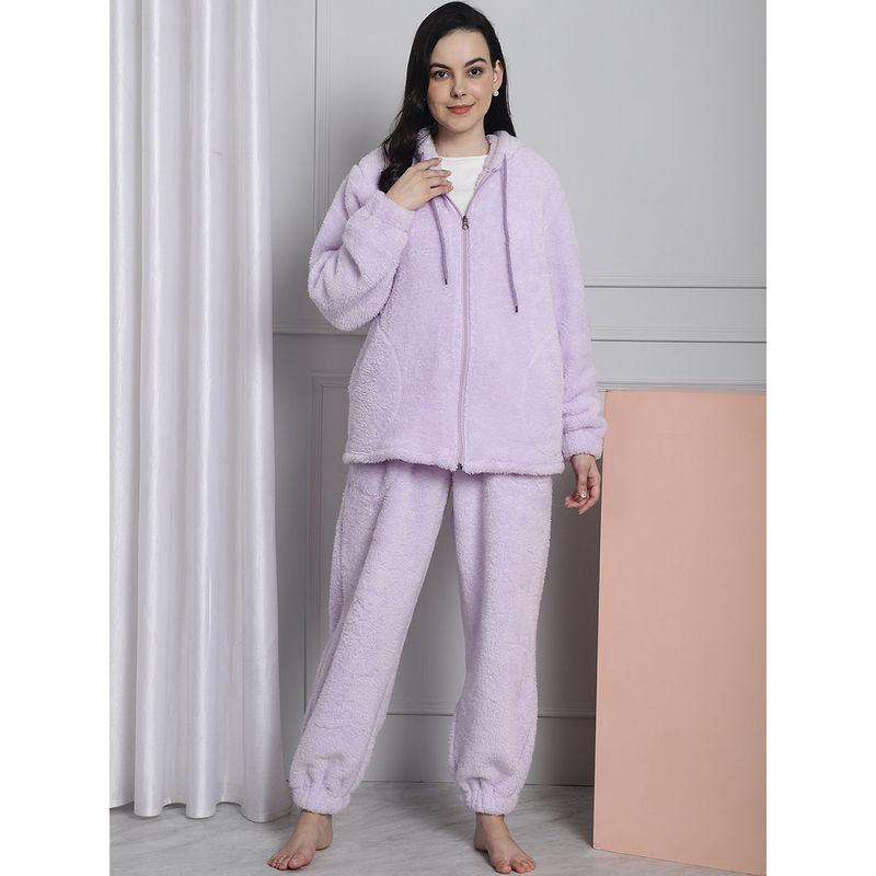 Secret Wish Lilac Faux Fur Winter Night Suit (Set of 2) (L)