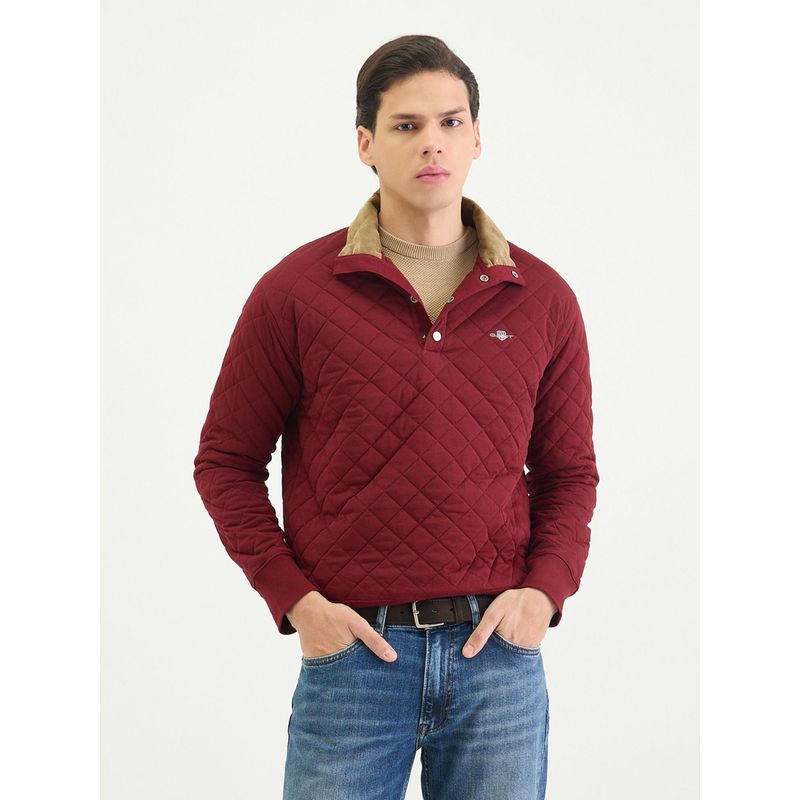 GANT Men Regular Maroon Quilted Sweatshirt (M)