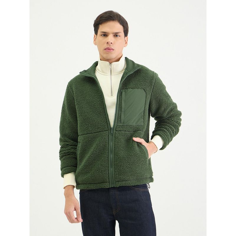 GANT Men Regular Green Textured Sweatshirt (M)