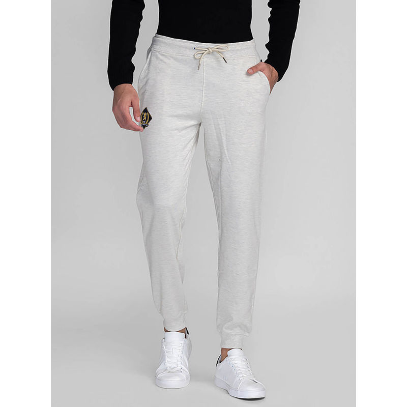 Giordano Grey Slim Fit Solid Mid Waist Cotton Joggers (XL)