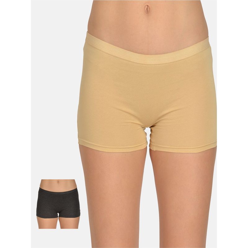 Mod & Shy Pack Of 2 Women Solid Shorts - Multi-Color (S)