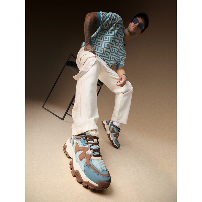 The Souled Store Creek Line Driftwood Men Low Top Sneakers (UK 8)