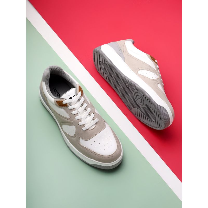Cantabil White & Beige Casual Sneaker Shoes For Men (UK 6)