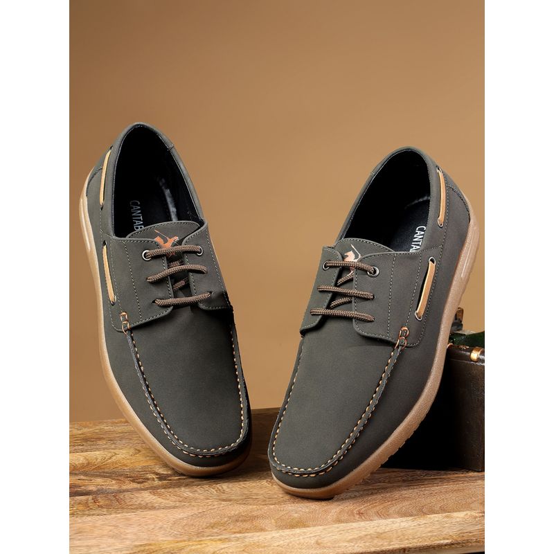 Cantabil Olive Casual Boat Shoes For Men (UK 8)