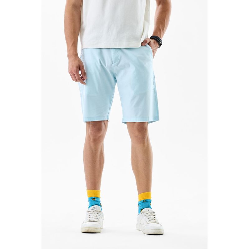 Snitch Light Blue Solid Regular Casual Shorts for Men (32)