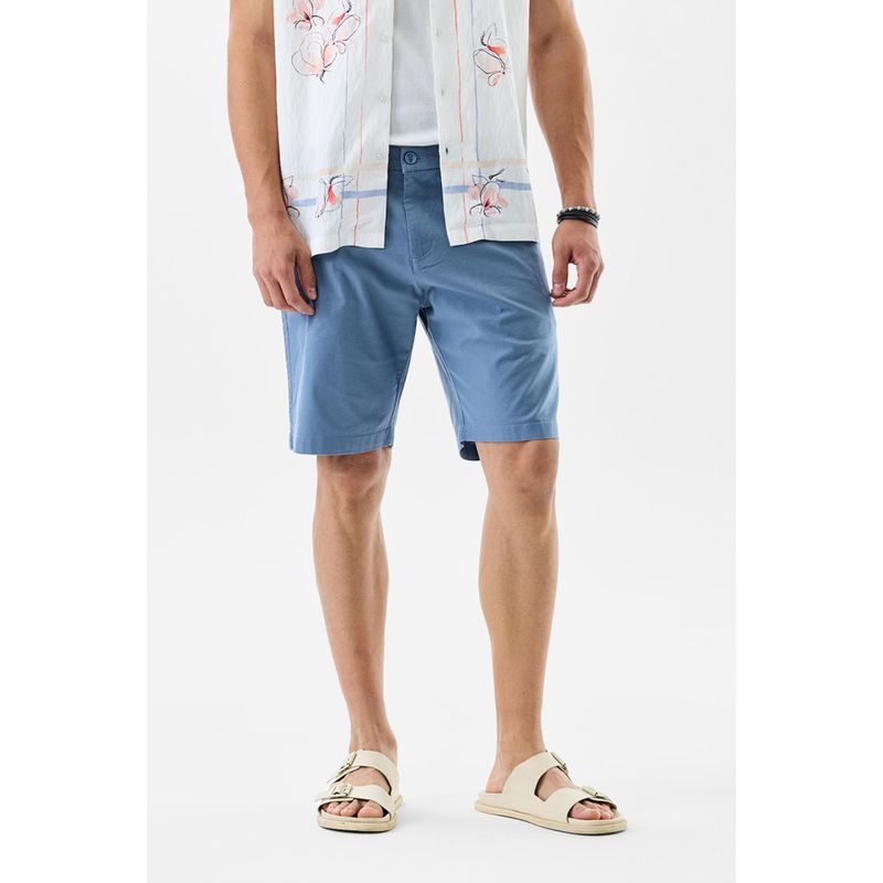 Snitch Blue Solid Regular Casual Shorts for Men (28)