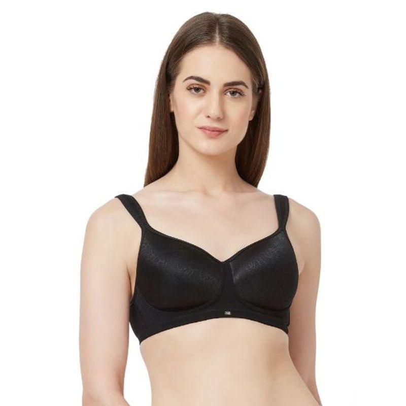 SOIE Women'S Full Coverage Padded Non-Wired Bra - Black (34B)