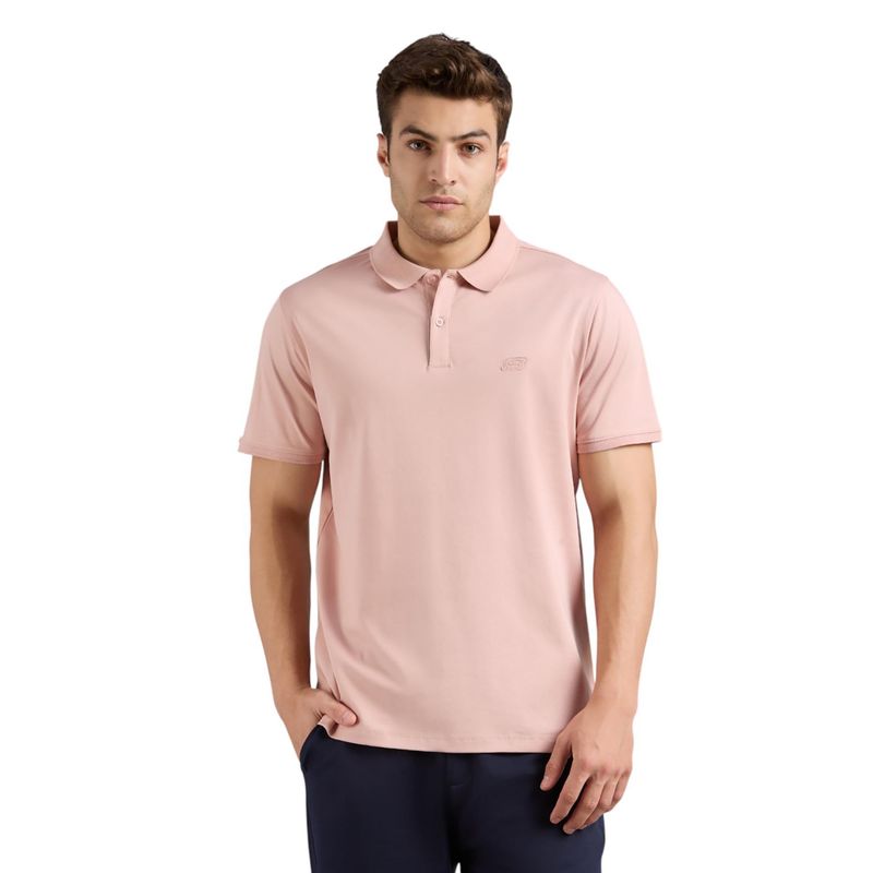 SKECHERS Men's Highlander Front Zipper Pink Polo T-Shirt (L)