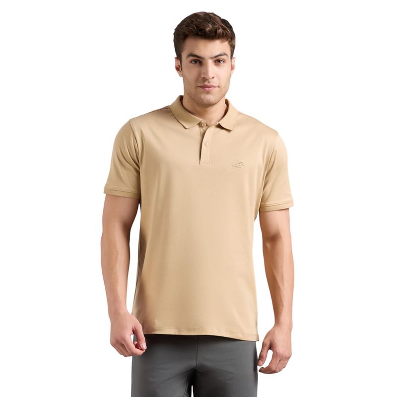 SKECHERS Men's Highlander Front Zipper Beige Polo T-Shirt (2XL)