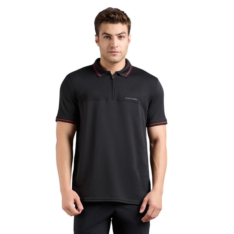 SKECHERS Men's Tonal Panel Golf Black Polo T-Shirt (L)