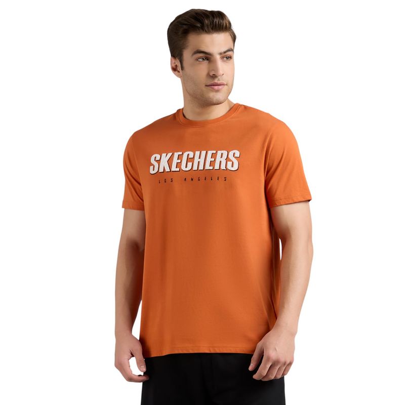 SKECHERS Men's Hand Painted Orange T-Shirt (XL)