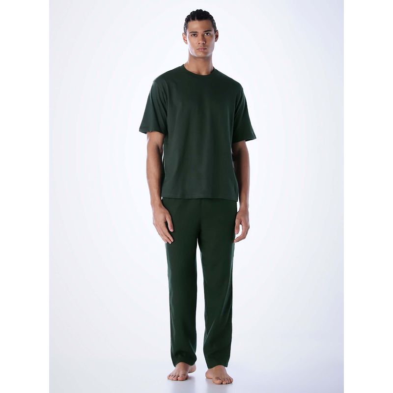 Jack & Jones Men Regular Fit Green T-shirt & Pyjama (L)