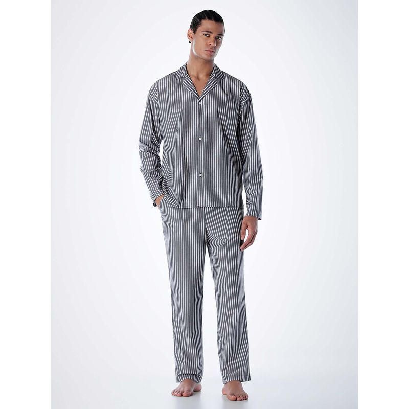 Jack & Jones Men Regular Fit Grey Shirt & Pyjama (M)