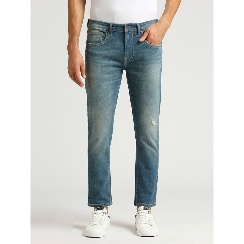 Pepe Jeans Blue Chinox Ankle Super Skinny Fit Mid Waist Ankle Jeans (28)