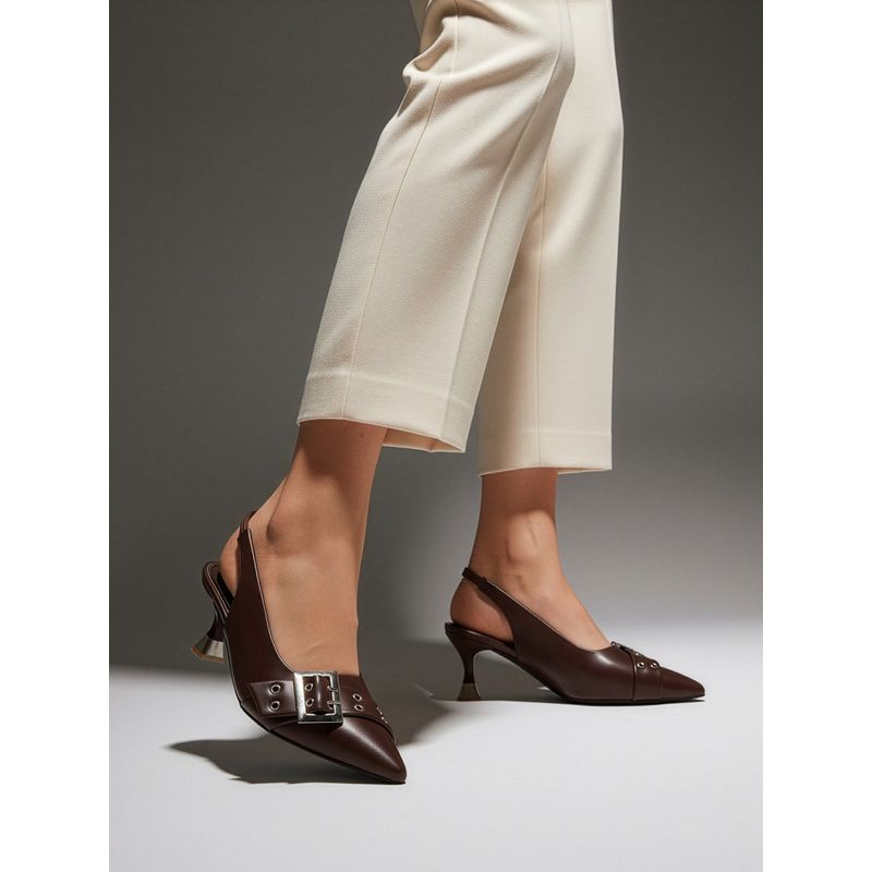 The White Pole Women Brown Heels (EURO 36)