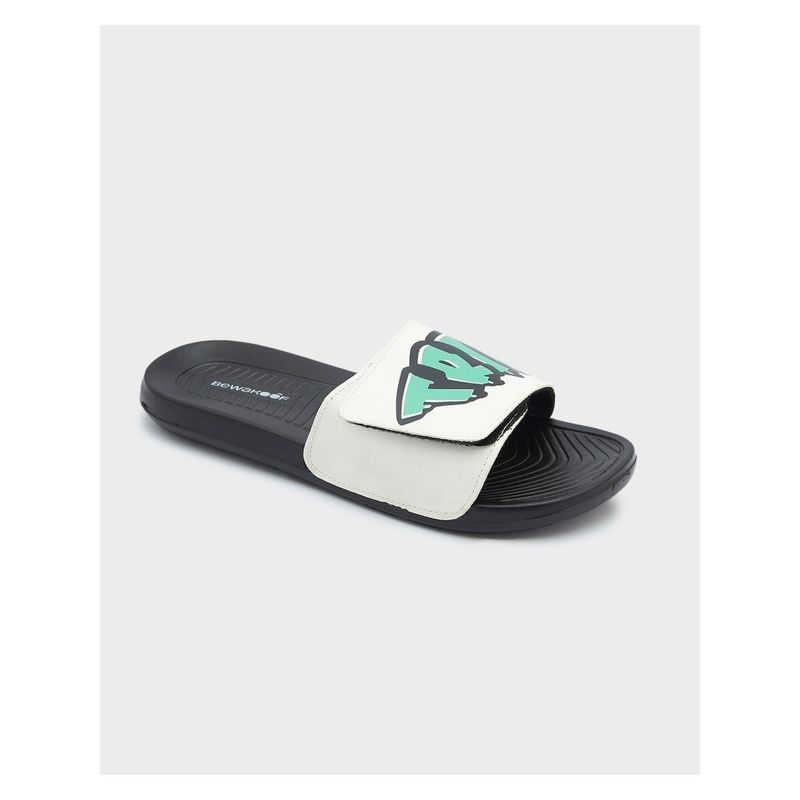 Bewakoof Men's Black Trip Dawg Printed Sliders (UK 8)