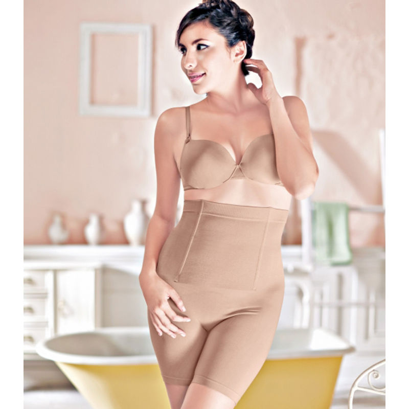 Enamor Hi-Waist Thigh Slimmer, Seamless - Buff (XXL) - TS09