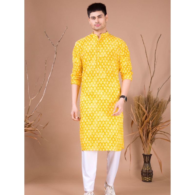 SHIWAM ETHNIX Yellow Men's Kurta Azrak Collection (S)