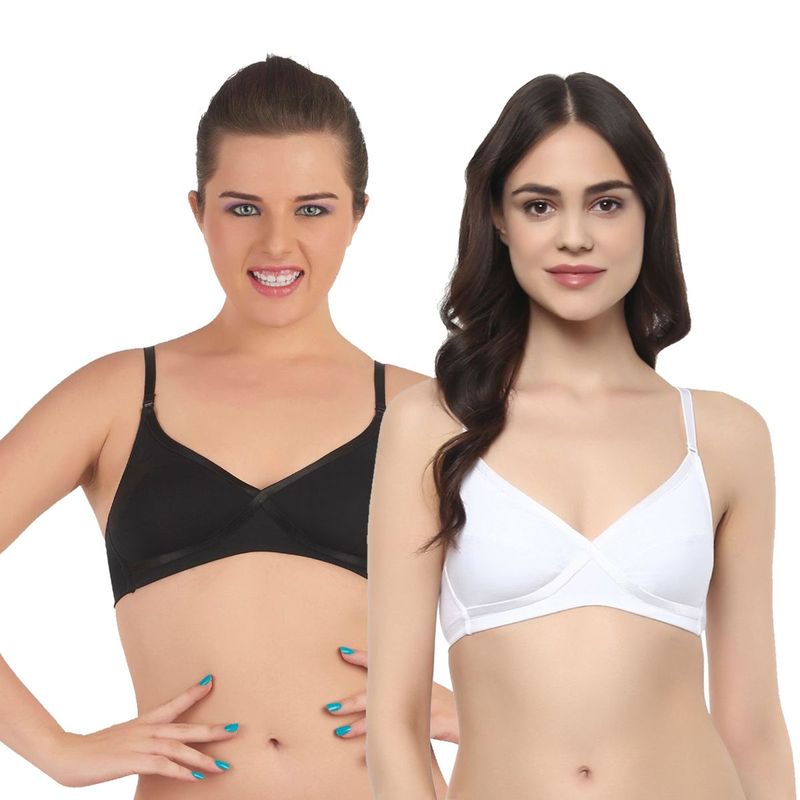SOIE Semi Coverage Non-Padded Non-wired Cross Over Seamless Bra (PACK OF 2) - Multi-Color (32C)