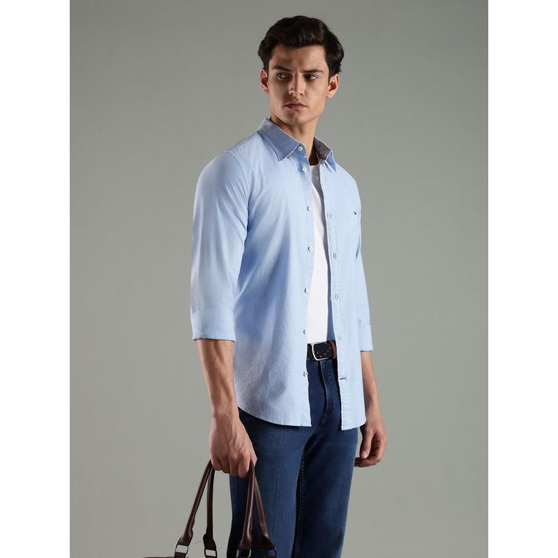 Tommy Hilfiger Men Blue Solid Casual Shirt (XS)