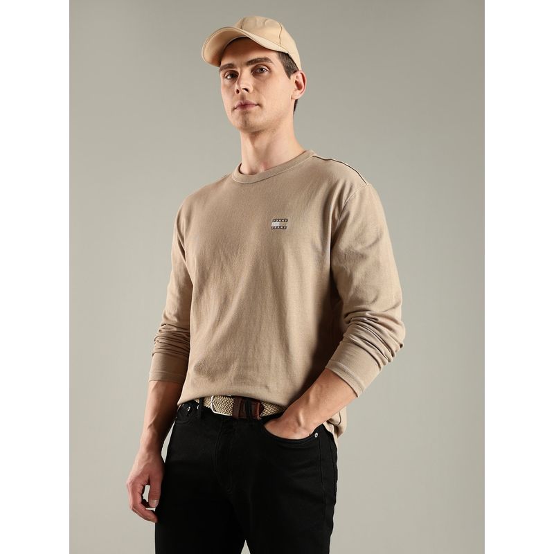 Tommy Hilfiger Men Khaki Solid T-Shirt (S)
