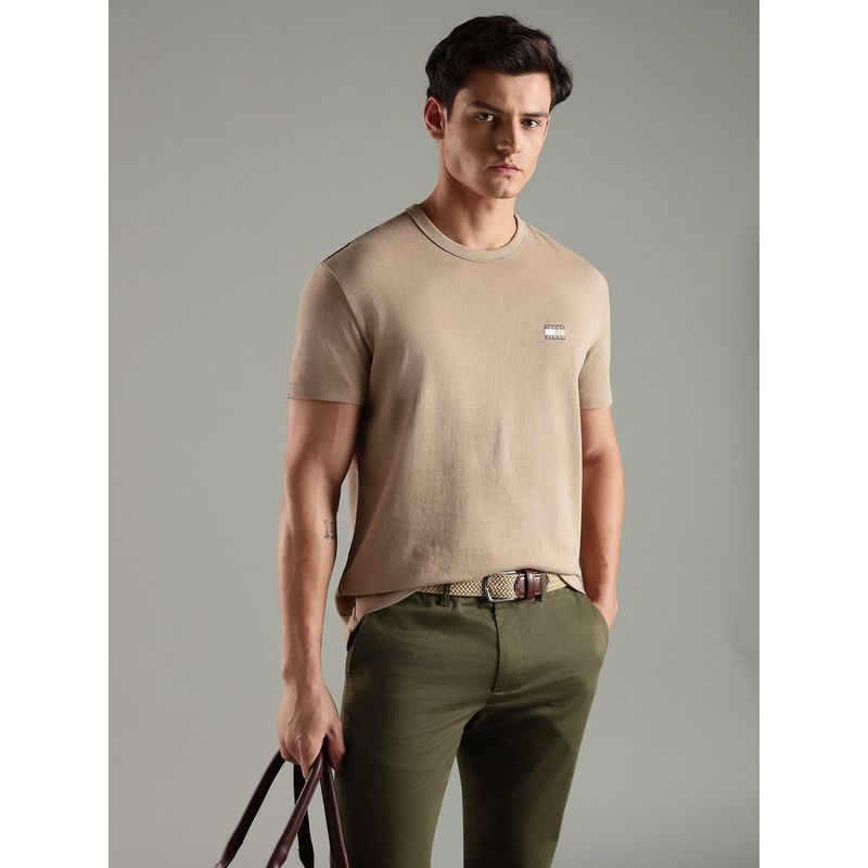 Tommy Hilfiger Men Khaki Solid T-Shirt (XS)