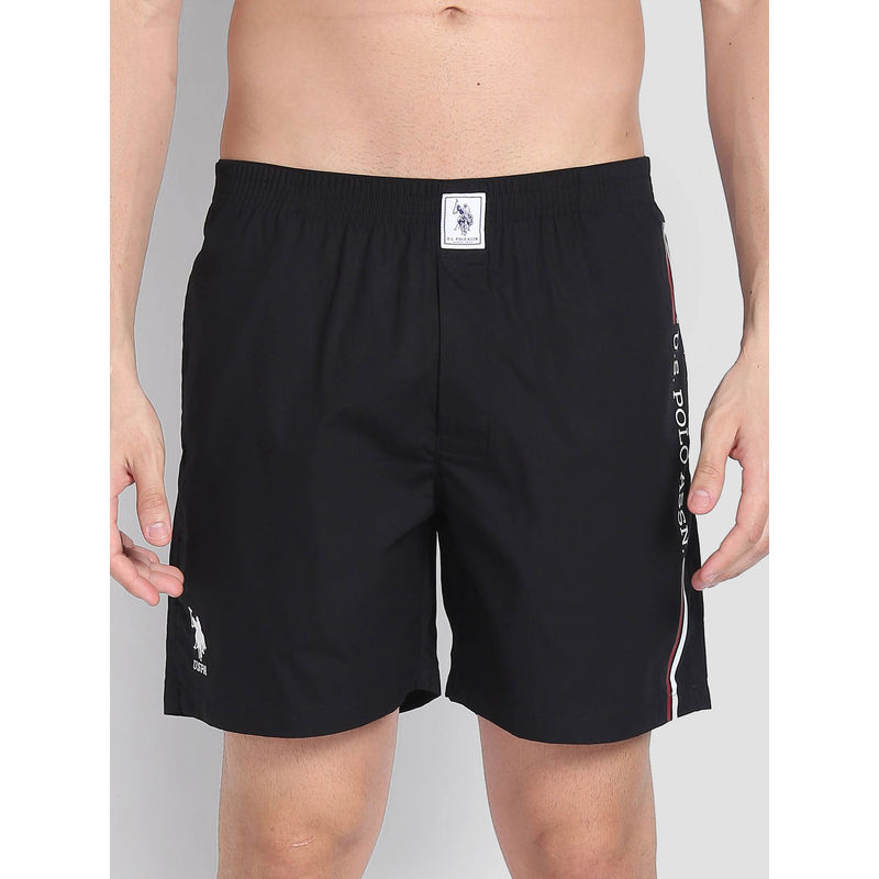 U.S. POLO ASSN. Brand Stripe Dual Pocket IYAX Boxers Black (L)