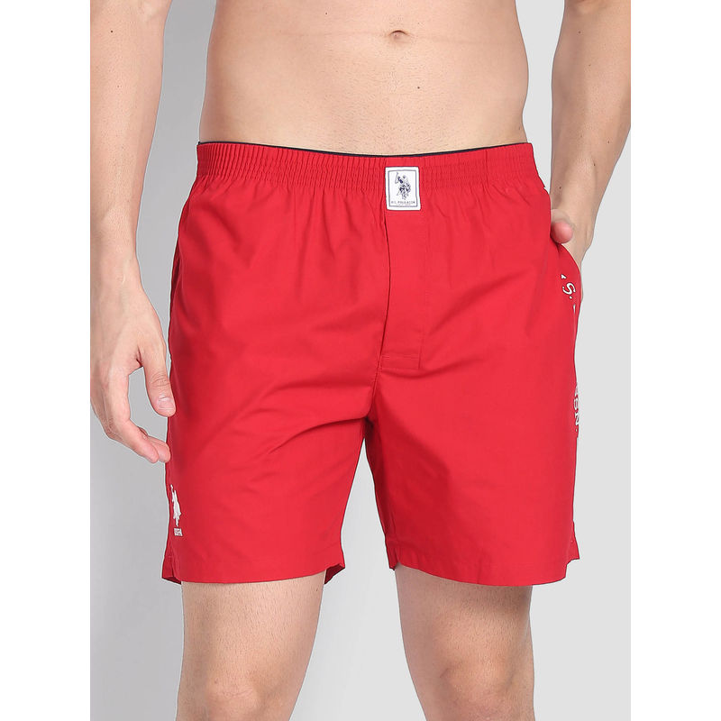U.S. POLO ASSN. Brand Stripe Dual Pocket IYAX Boxers Red (L)