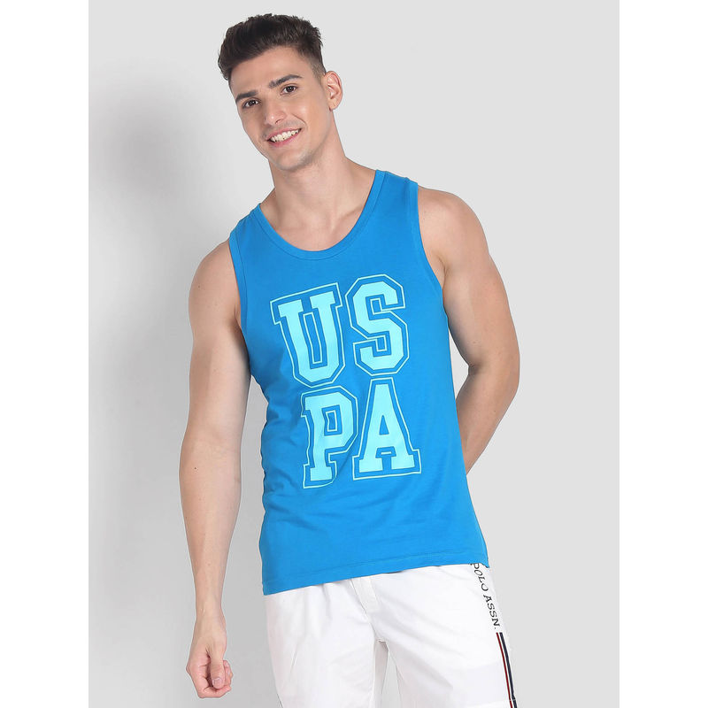 U.S. POLO ASSN. Brand Print Cotton IYBD Vest Blue (M)