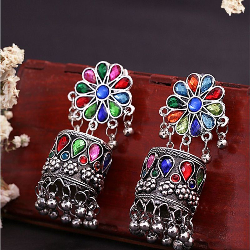 Buy Yellow Chimes Silver Oxidized Light Weight Multicolor Floral