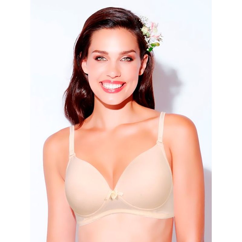 Enamor F065 Invisible Neckline T-Shirt Bra - Padded Wirefree High Coverage - Pink Champagne - F065
