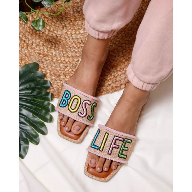 Toprico Boss Life Jute Beads Embroidered Tan Flat (EURO 42)