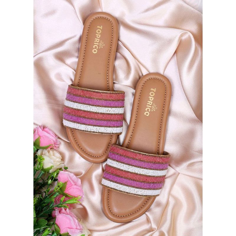 Toprico Monochrome Vibes Beads Embroidred Pink Flat (EURO 42)