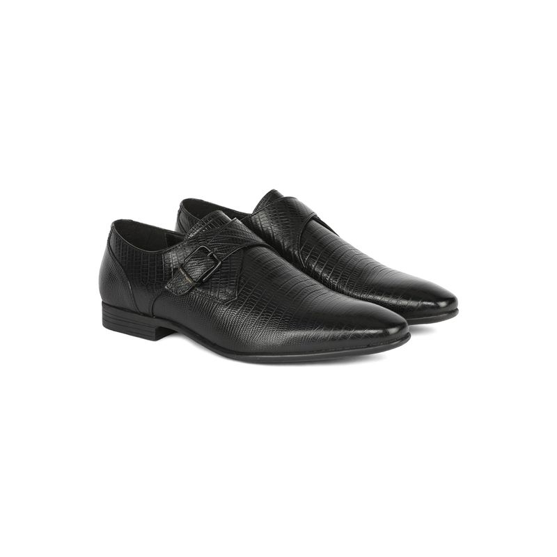 Bata Mens Black Buckle Formal Monk Straps (UK 10)