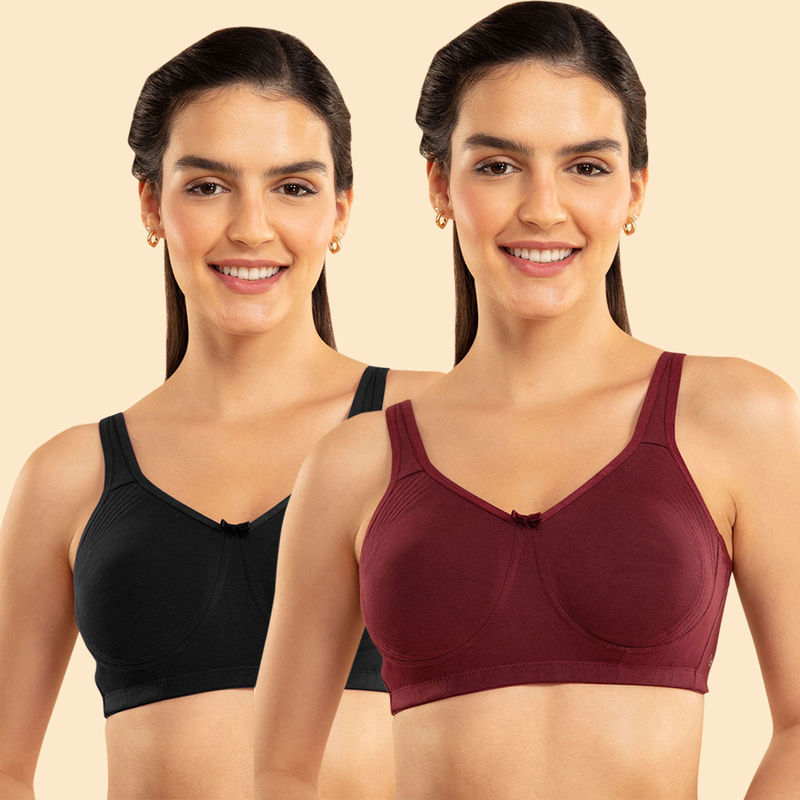 Nykd by Nykaa Encircled with Love NYB169 Black and Maroon (Pack of 2) (34DD)