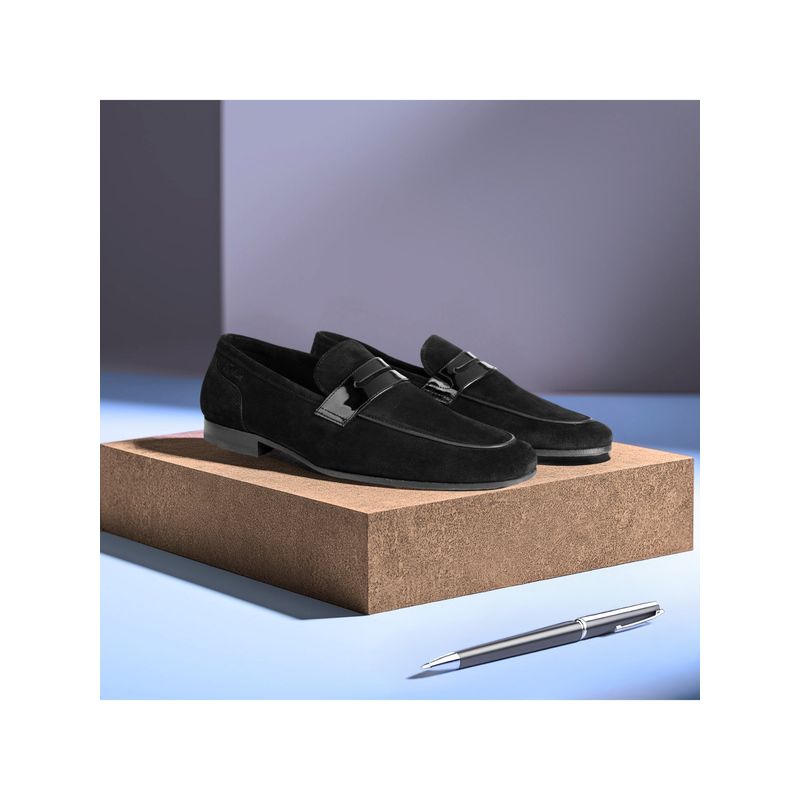 Florsheim Wesley Florsheim Men Black Suede Slip-on Loafers (EURO 42)